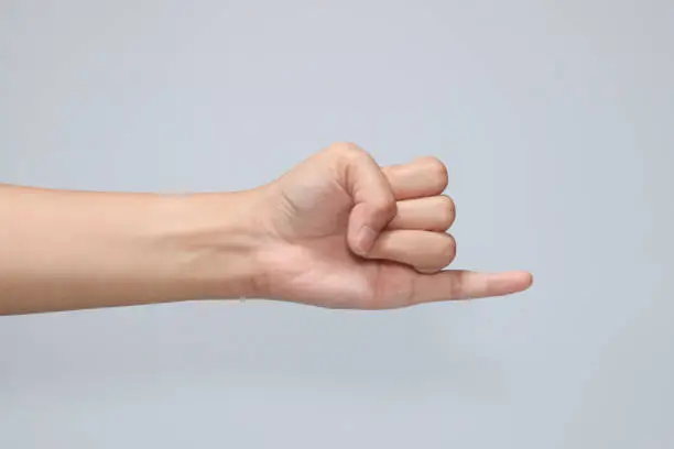 Photo of hand symbol in white background