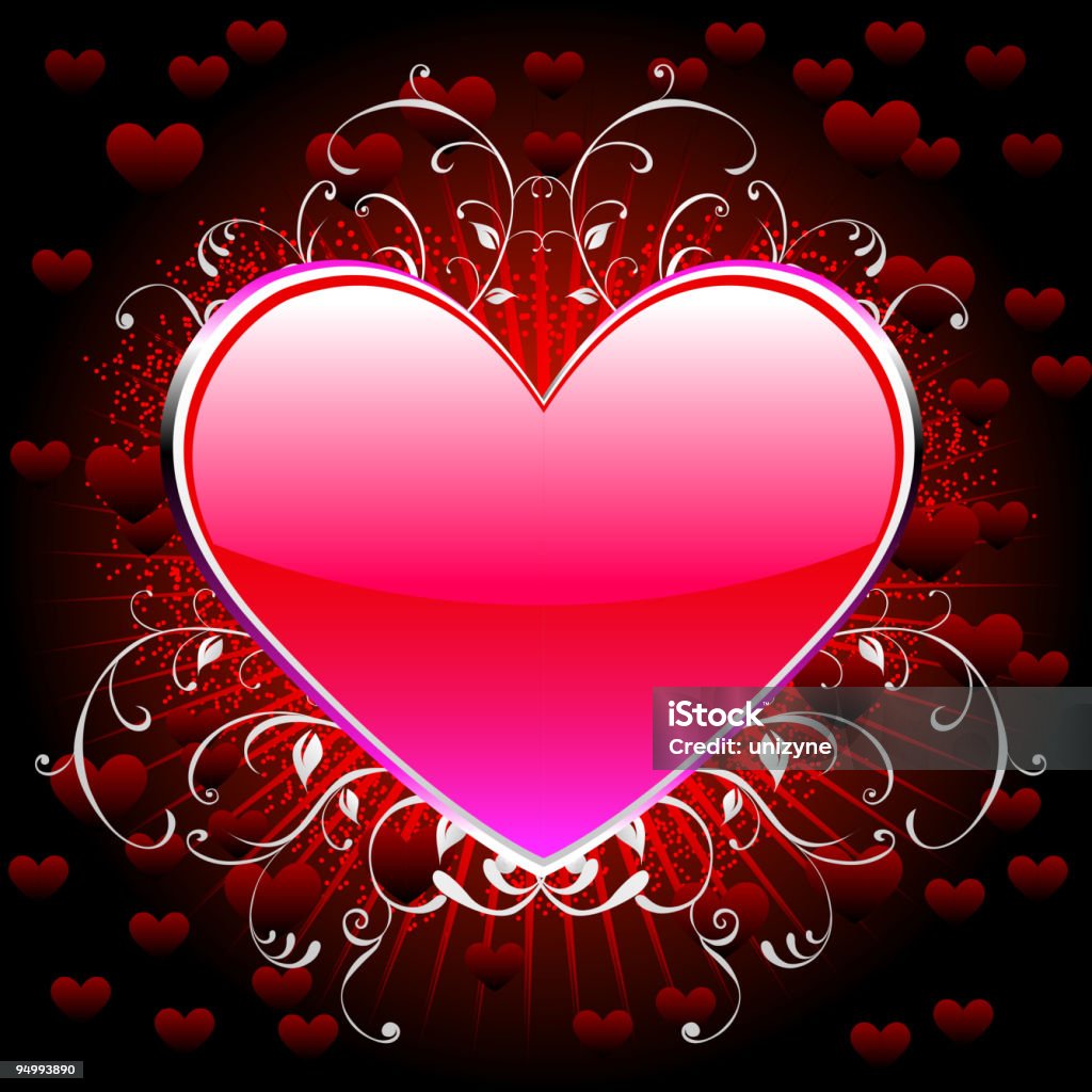 Linda rosa brilhante coração - Vetor de Arraia - Peixe royalty-free