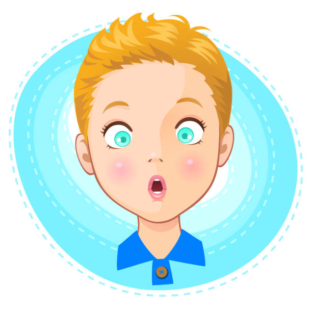 little boy_surprised vector art illustration