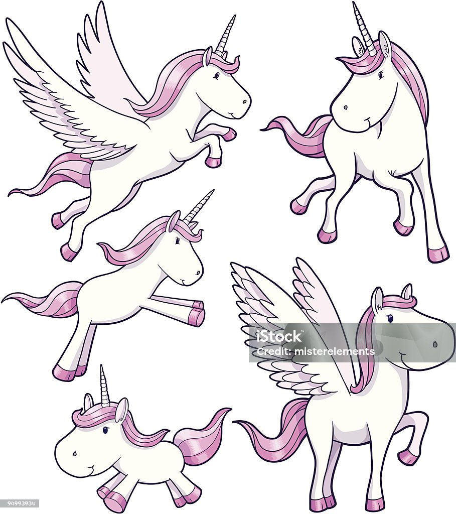 Einhorn Pegasus-Set und - Lizenzfrei Einhorn Vektorgrafik