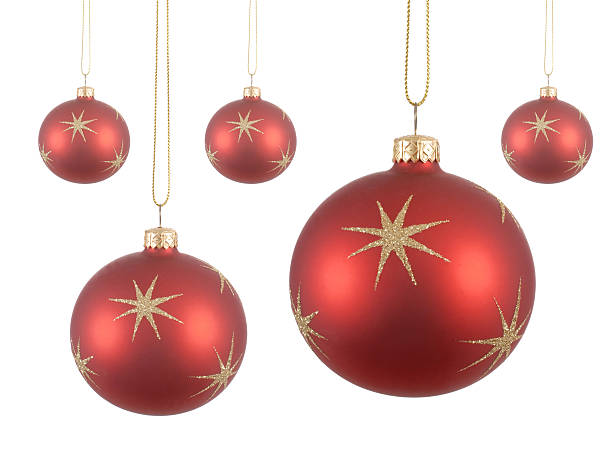 istock Red christmas balls or baubles with stars 94994536