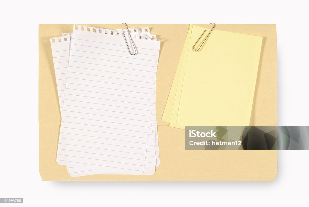 Ufficio cartella con untidy nota carta - Foto stock royalty-free di Bianco