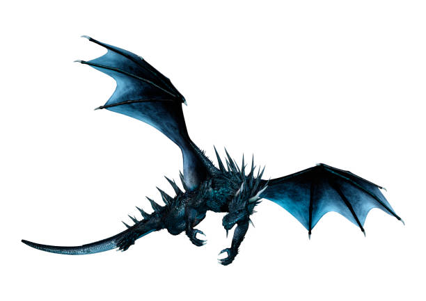 istock 3D illustration black fairy tale dragon on white 949951510