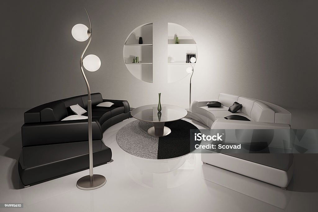 3d render interior de uma sala de estar - Foto de stock de Aconchegante royalty-free