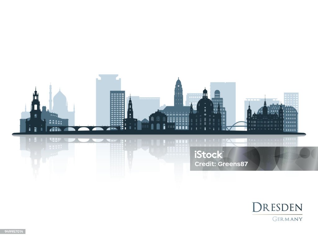 Dresden skyline silhouette with reflection. Vector illustration. Dresden - Germany stock vector