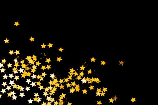Black Background With Yellow Stars Sprinkled Around The Left Stock Photo -  Download Image Now - iStock