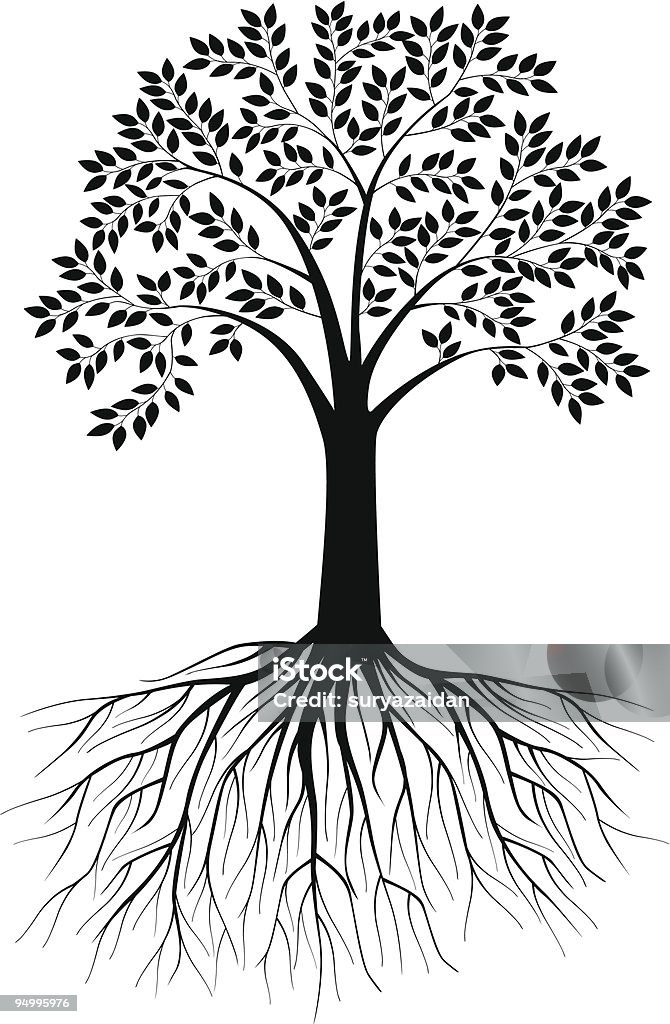 Дерево силуэт - Векторная графика Дерево роялти-фри