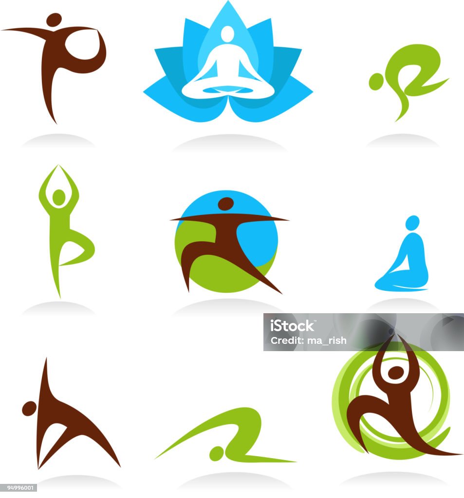 collection of human icons - yoga theme  Adult stock vector