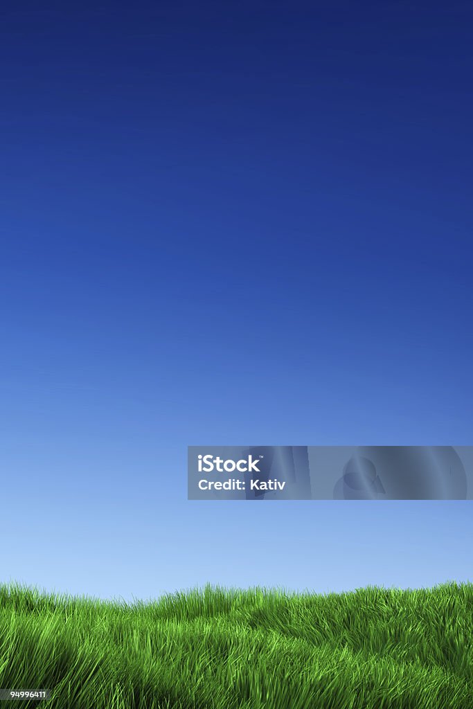 Green Grass &amp; Blue Sky  Three Dimensional Stock Photo