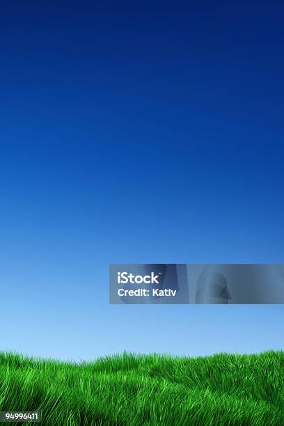 Green Grass Amp Blue Sky Stock Photo - Download Image Now - Three Dimensional, Yard - Grounds, Season