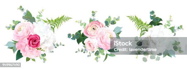 Eco Style Wedding Flowers Vector Design Bouquets Stock Illustration - Download Image Now - Flower, Rose - Flower, White Color