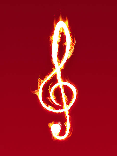 ilustrações de stock, clip art, desenhos animados e ícones de nota ígneo - treble clef music fire musical symbol