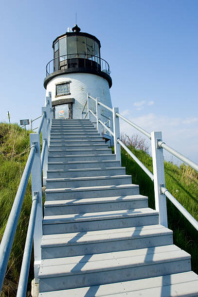 owl's head lighthouse - owls head lighthouse foto e immagini stock