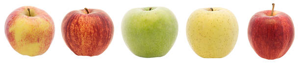 リンゴの列(xxl - apple granny smith apple red delicious apple fruit ストックフォトと画像
