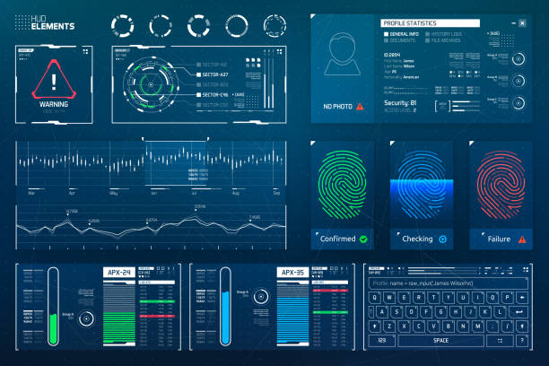 futuristische hud elemente set - countdown grafiken stock-grafiken, -clipart, -cartoons und -symbole