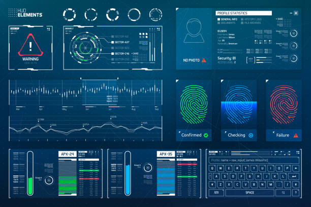 futuristische hud elemente set - speisekarte grafiken stock-grafiken, -clipart, -cartoons und -symbole