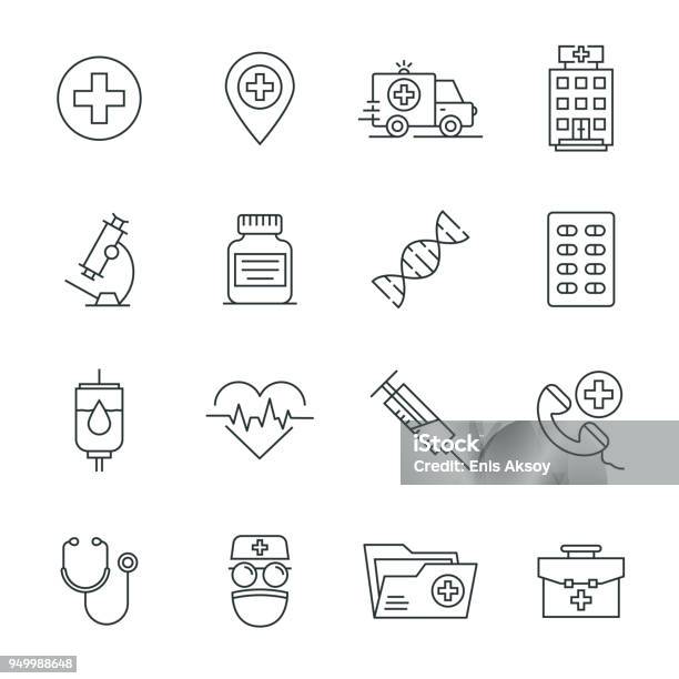 Medical Icon Set Stock Illustration - Download Image Now - Icon Symbol, Healthcare And Medicine, Plaster