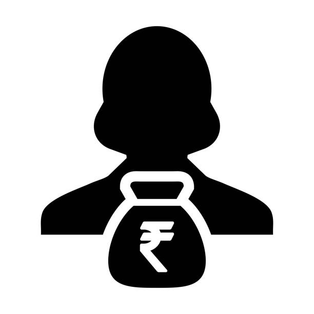 Indian Rupee Symbol Icon Vector Person Female Sign Avatar With Money Bag for Business Finance and  Bank Savings Account in Glyph Pictogram Indian Rupee Symbol Icon Vector Person Female Sign Avatar With Money Bag for Business Finance and Bank Savings Account in Glyph Pictogram illustration rupee symbol stock illustrations
