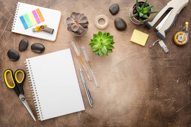 istock Notepad and succulents on the table. The Business Concept. Top view. Copy space. 949995818