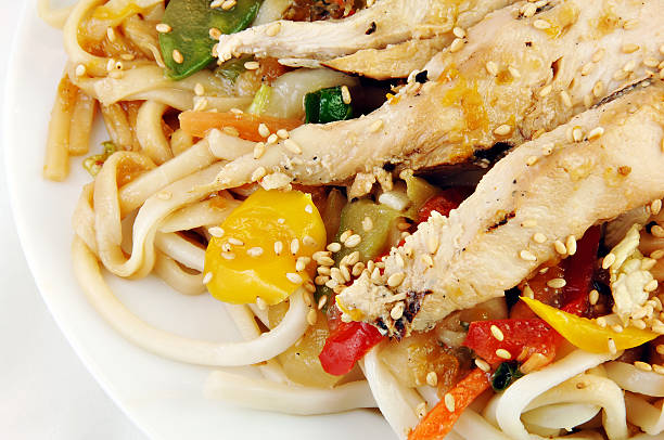 istock Grilled Chicken on Udon Noodles with Vegetables 95000215