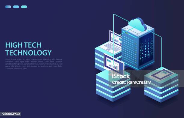 Cloud Storage Data And Synchronization Of Devices Concept Of Data Center Data Transmission Technology Stock Illustration - Download Image Now