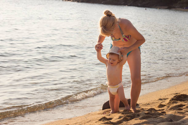 istock Me And Mom Walking The Beach 950005734