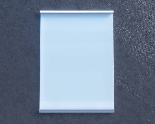 istock Transparent signboard on concrete wall, mock up 3d illustration style,  symbol,  template,  transparent,  up,  wall,  white 950011614