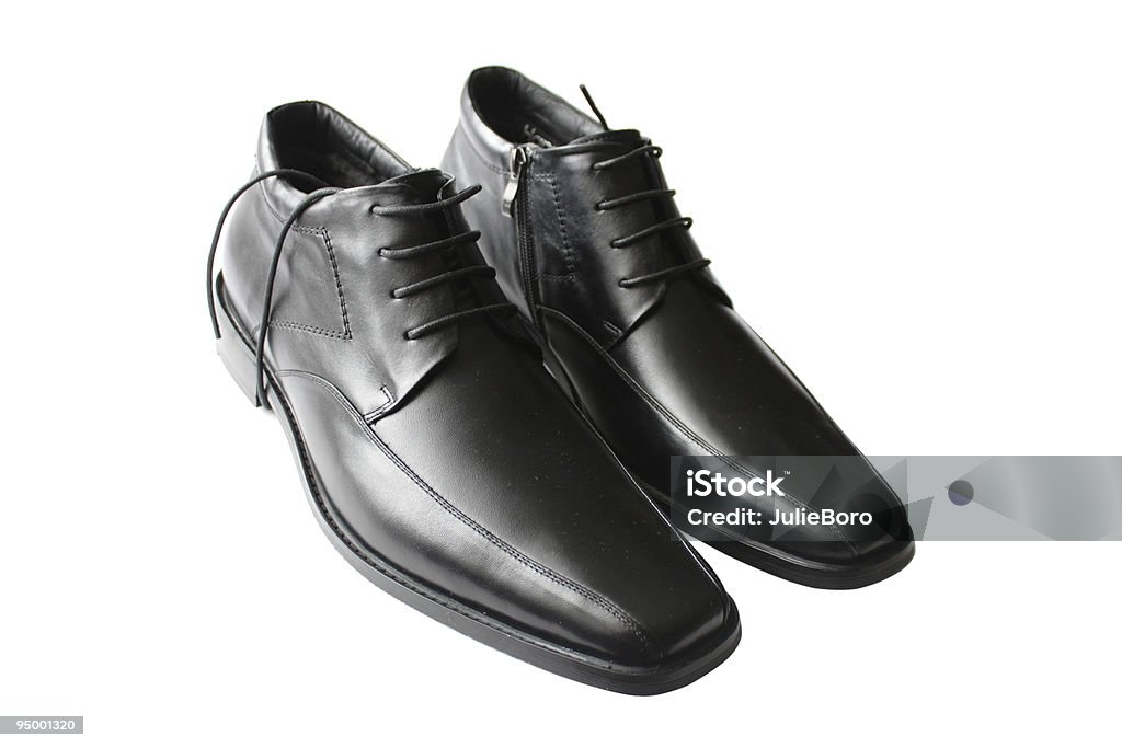 pair of leather shoes  Black Color Stock Photo