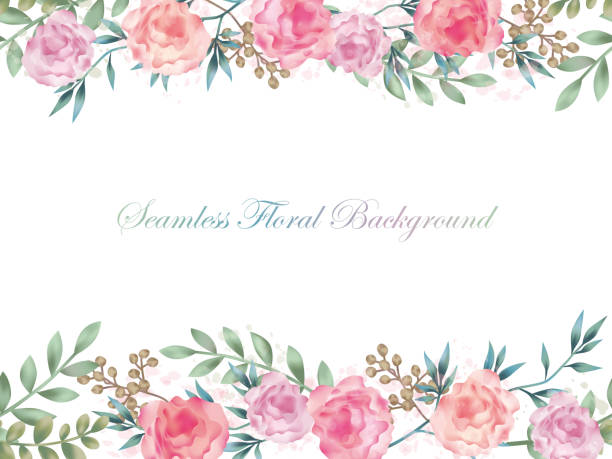 Seamless watercolor flower background illustration with text space. Seamless watercolor flower background illustration with text space, vector illustration. Horizontally repeatable. background of a flower border stock illustrations