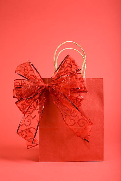Red Christmas Present with Bow stock photo