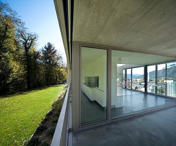 istock Interior of modern house with open exterior walls 95001741