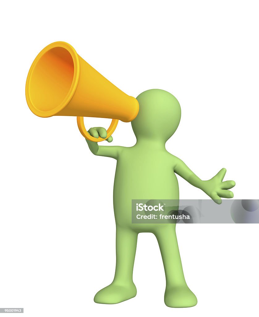 3d puppet with megaphone  Adult Stock Photo