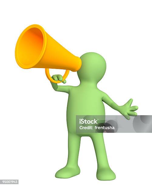 3d Puppet With Megaphone Stock Photo - Download Image Now - Adult, Adults Only, Advertisement