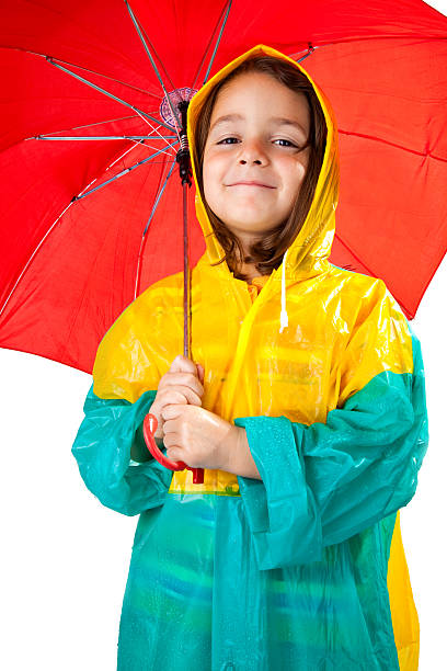 istock Cute little girl smiling with rain coat on 95002019