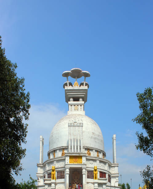 Buddhist Dhauli Shanti Stupa at Dhauligiri near Bhubaneswar city in Odisha, India stock photo