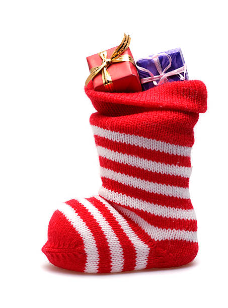 Christmas stocking on white background with clipping path