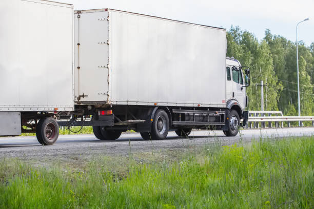 istock truck goes on the highway 950032214