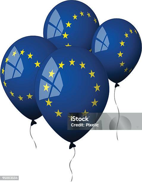 Eu Balloons Stock Illustration - Download Image Now - European Union Flag, Balloon, Blue