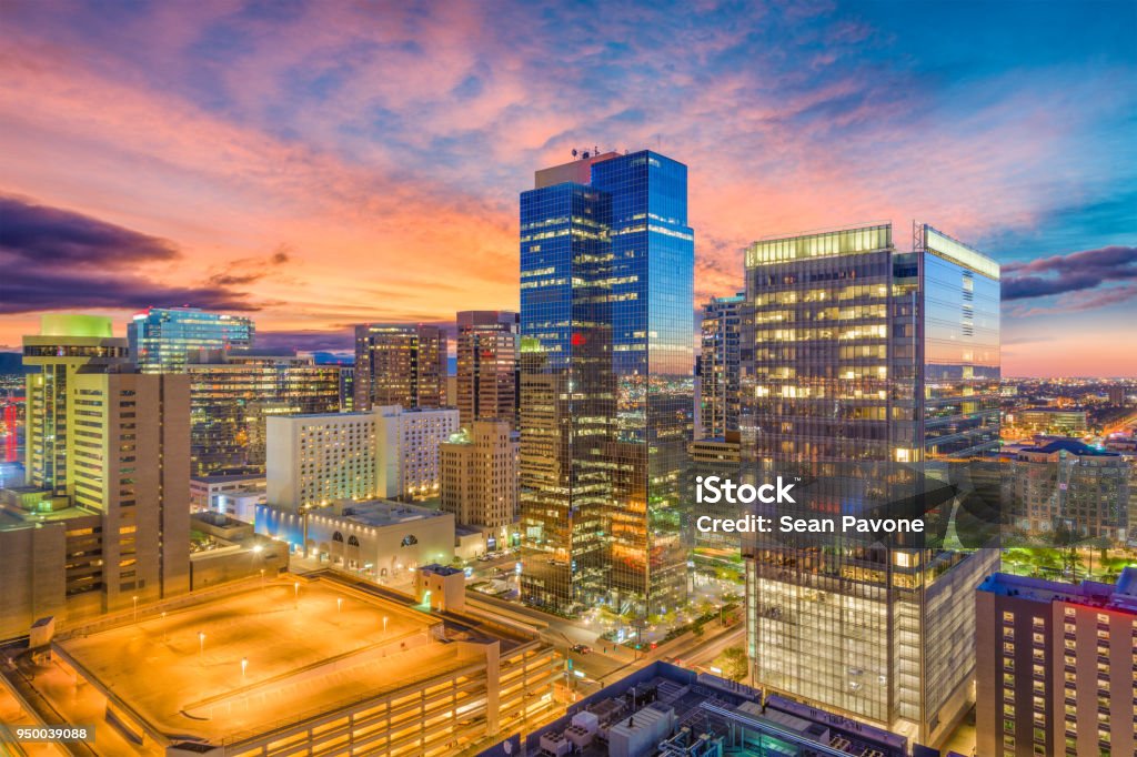 Phoenix, Arizona, USA Cityscape Phoenix, Arizona, USA cityscape in downtown at sunset. Phoenix - Arizona Stock Photo