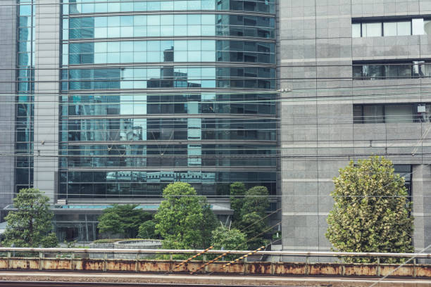 istock Aerial-view Tokyo and train, Japan 950039112