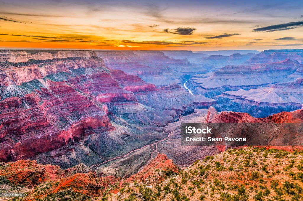 Grand Canyon, USA Grand Canyon, Arizona, USA at dusk from the south rim. Grand Canyon National Park Stock Photo
