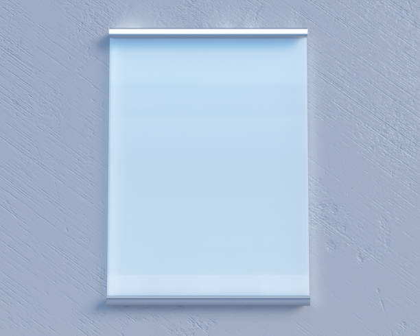 istock Transparent signboard on concrete wall, mock up 3d illustration style,  symbol,  template,  transparent,  up,  wall,  white 950047114