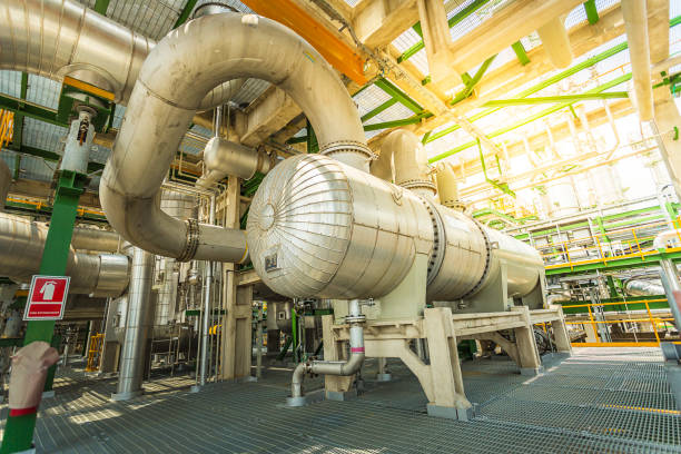 Heat exchanger structure Heat exchanger in process area of petroleum and refinery pant AirEx heat exchanger stock pictures, royalty-free photos & images