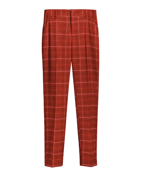 istock Red elegant checked retro trousers isolated white 950050572