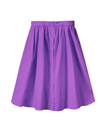 Violet summer skirt with buttons isolated on white