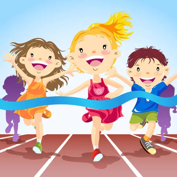 Vector illustration of Children Track Running Competition