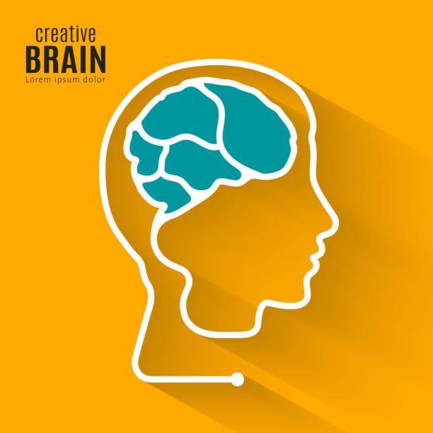Creative brain. Concept forming one line of the human brain inside head. Vector. vector art illustration