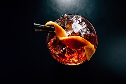 cocktail on a black background, isolated