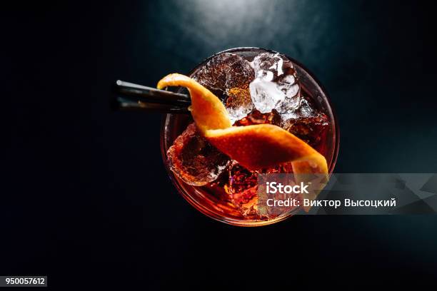 Cocktail On A Black Background Stock Photo - Download Image Now - Cocktail, Bartender, Bar - Drink Establishment