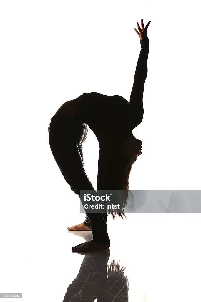 Flexible Frau stretching-silhouette - Lizenzfrei Abstrakt Stock-Foto